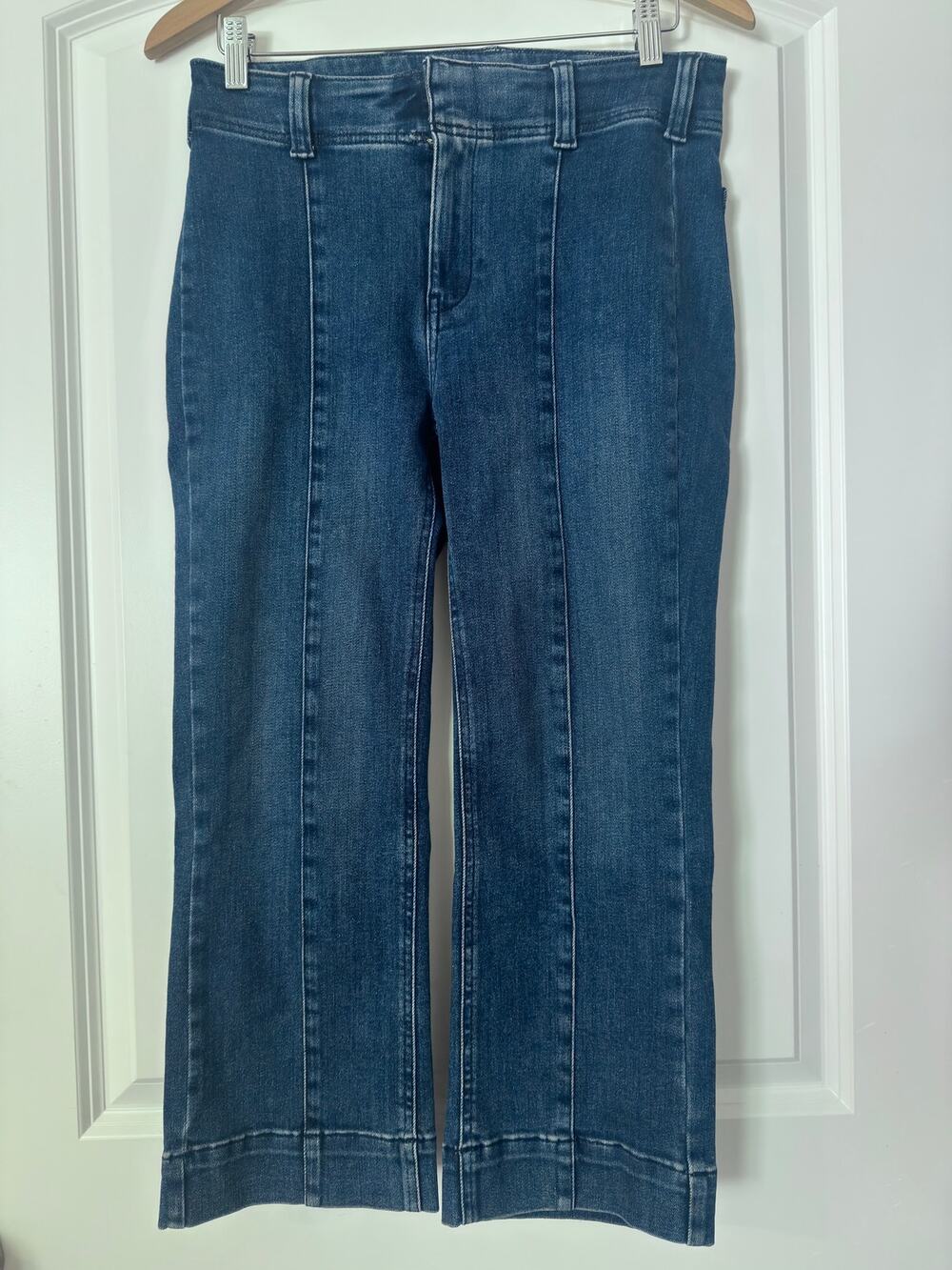 Anthropologie Pilcro Slim 70s High-Rise Crop Flare Jeans in Blue -27